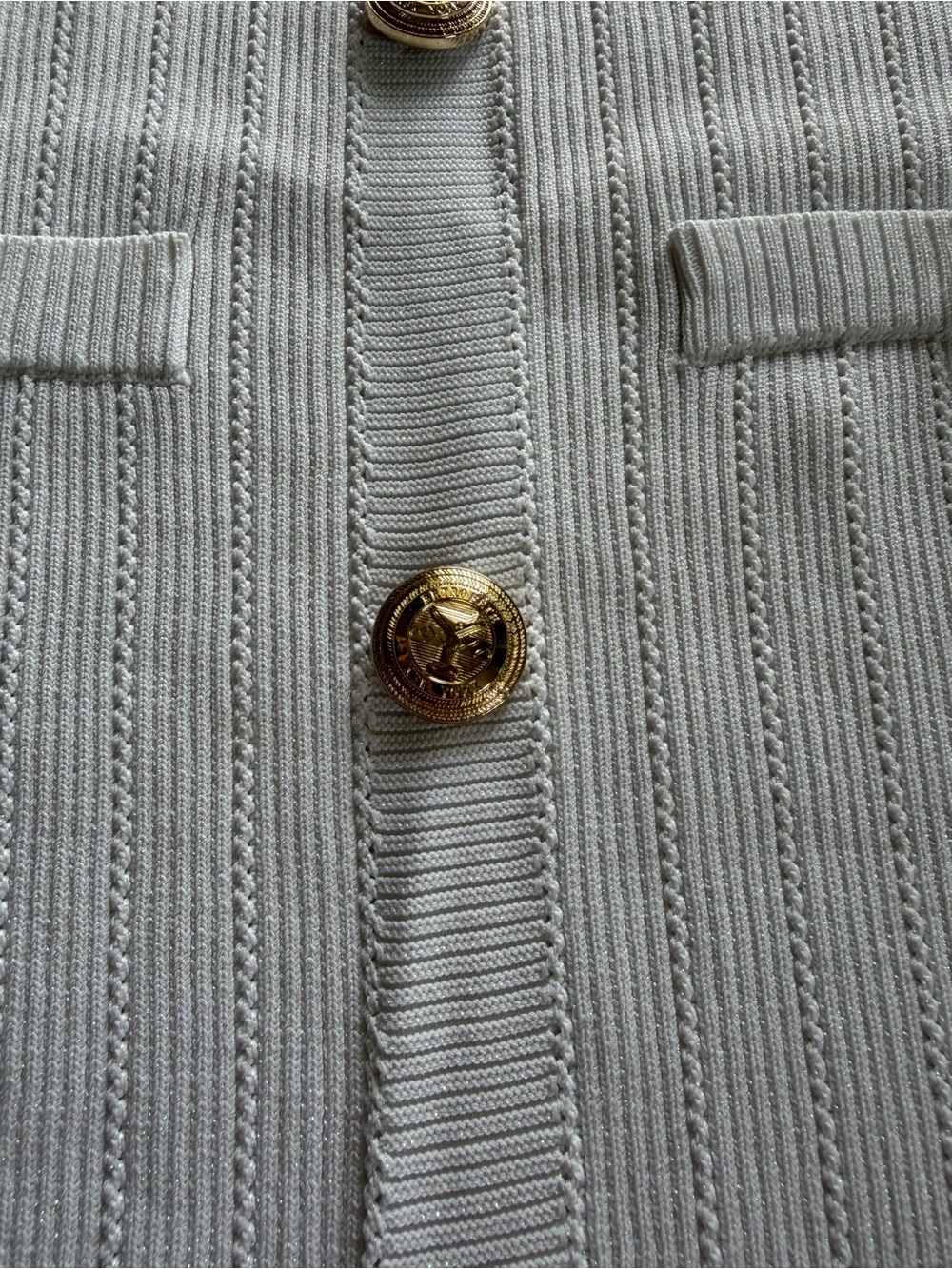 Retrofete White Ribbed Button-Front Midi Dress - Picture 7 of 10